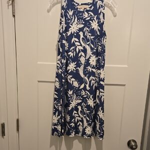 Loft Floral Blue and White Sleeveless Dress